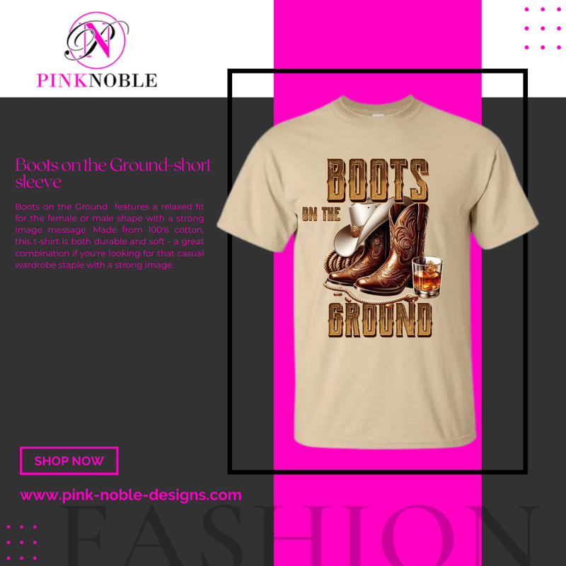 Boots on the Ground-brown hat short sleeve (statement t-shirt)